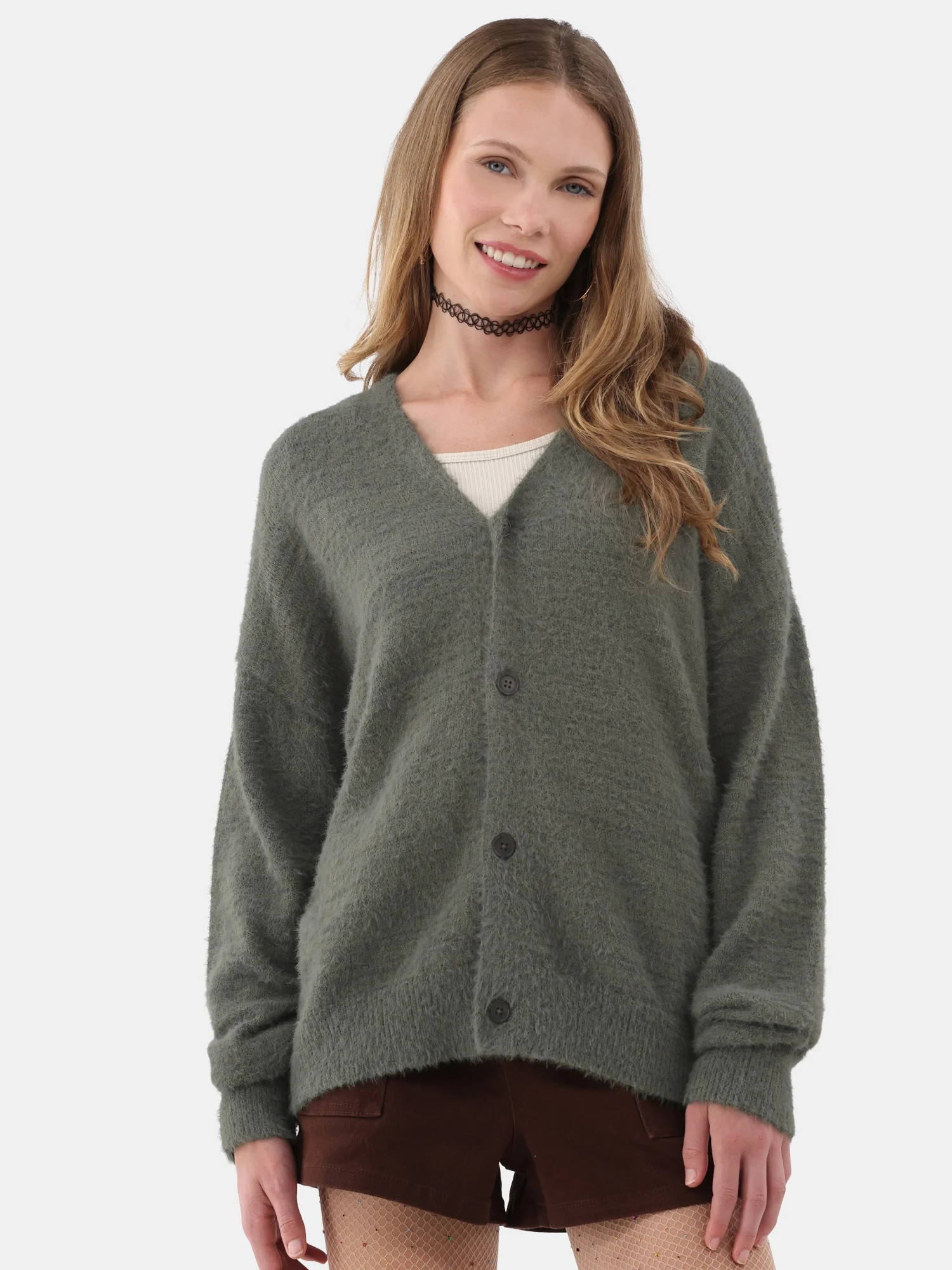 No Boundaries Men's Fuzzy Cardigan Sweater, Sizes XS-3XL - Walmart.com | Walmart (US)