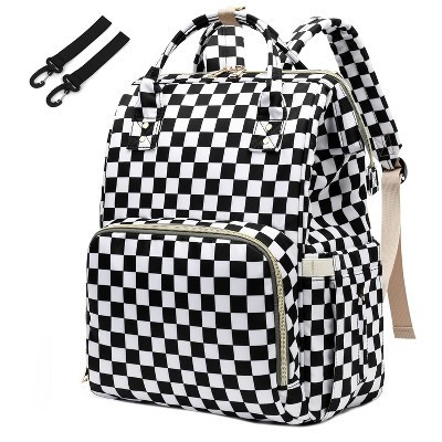 Itopfox Checkered Waterproof Diaper Backpack for Baby Girls and Moms, Large Nappy Bag with Insulated Bottle Pockets | Target