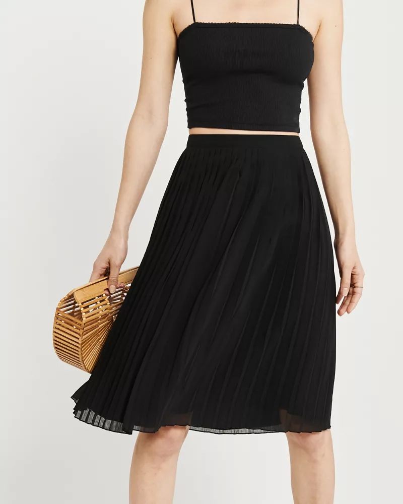 Pleated Midi Skirt | Abercrombie & Fitch US & UK