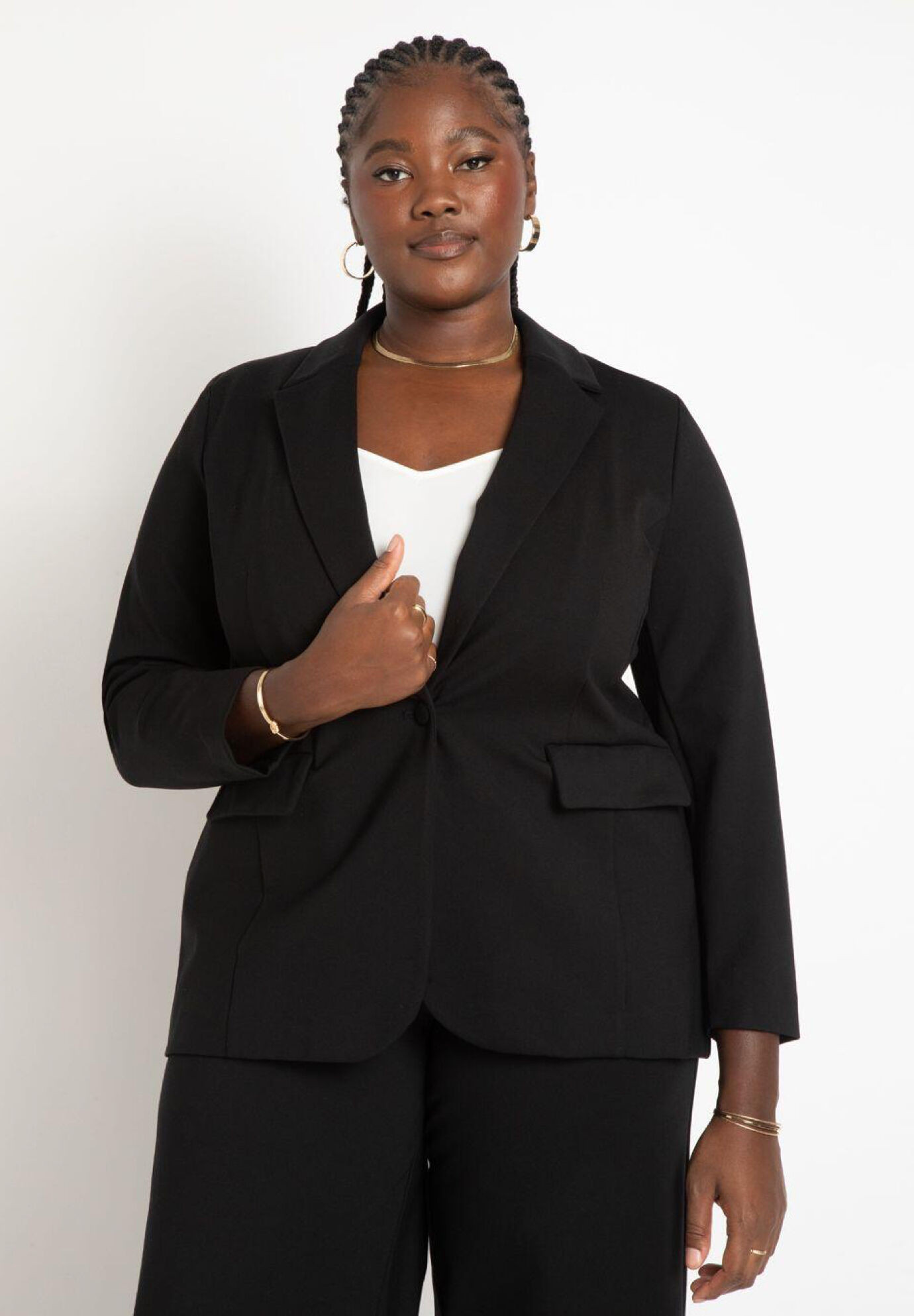 The Ultimate Stretch Long One Button Blazer | Eloquii