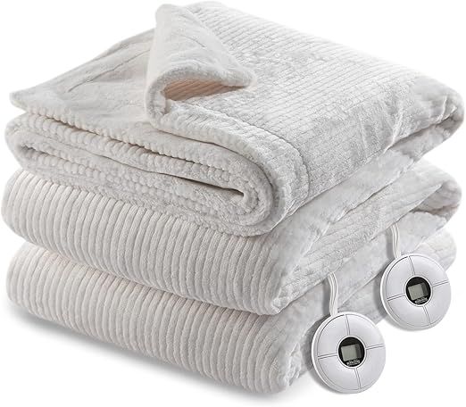 Berkshire Blanket Corduroy Stripe Electric Heated Blanket | Dobby Textured Instant Warmth Electri... | Amazon (US)