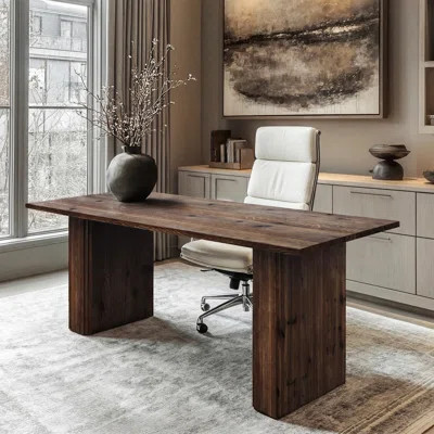 63" Solid Wood Executive Office Desk with Rich Wood Grain | Wayfair North America