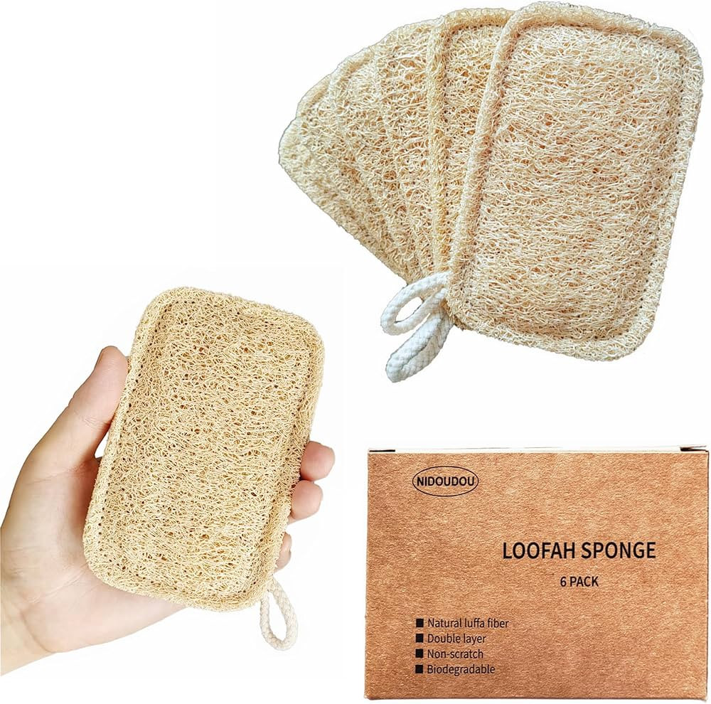 Kitchen loofah Sponge. Natural dishwashing pad. Dish scouring pad. Pot Scrubber. Dual Sided, Larg... | Amazon (US)