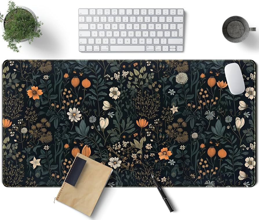 Cute Dark Floral Desk Mat Vintage Flowers Plant Mouse Pad XXL Large Extended Gaming Mousepad Wome... | Amazon (US)