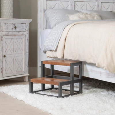 Linon Miles Bed Steps, Gunmetal | Ashley Homestore