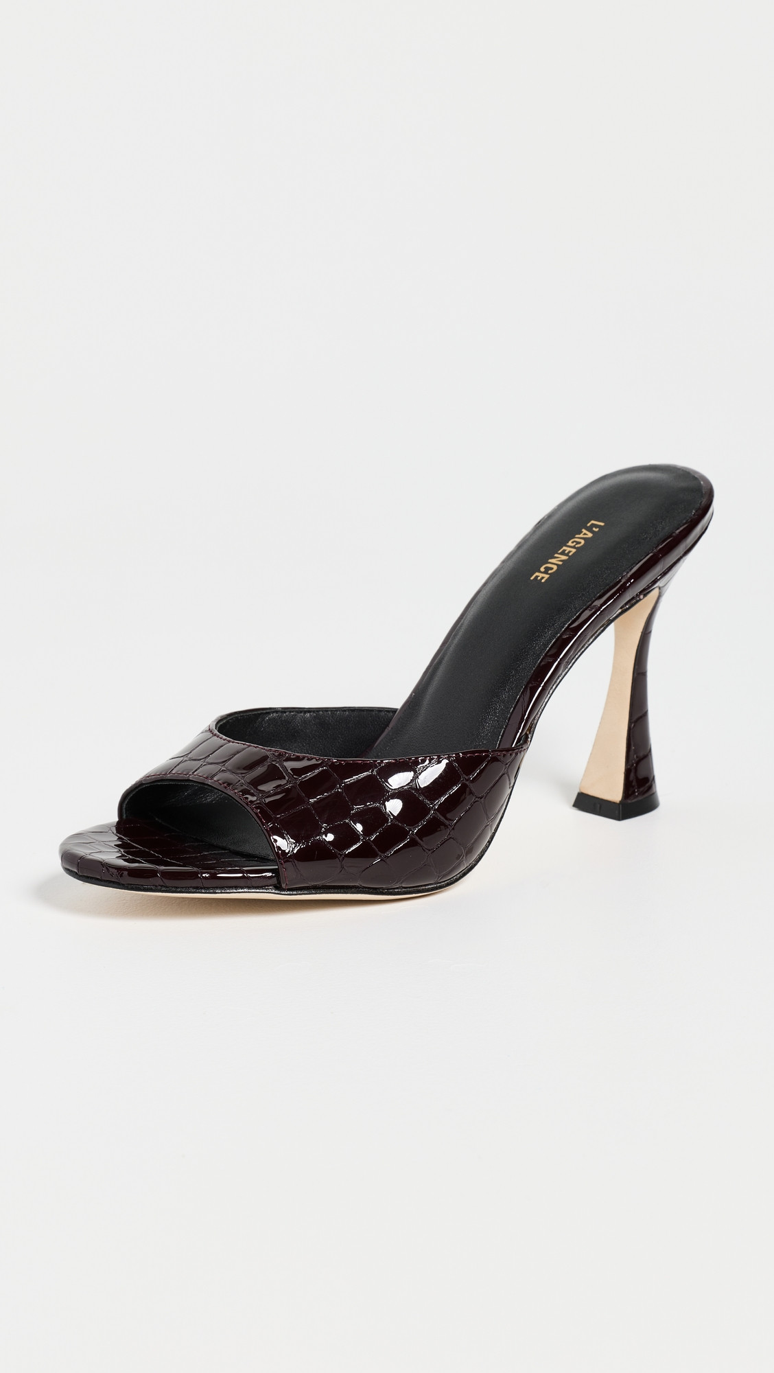 L'AGENCE Avery V Mules Deep Port Croco 9 | Shopbop