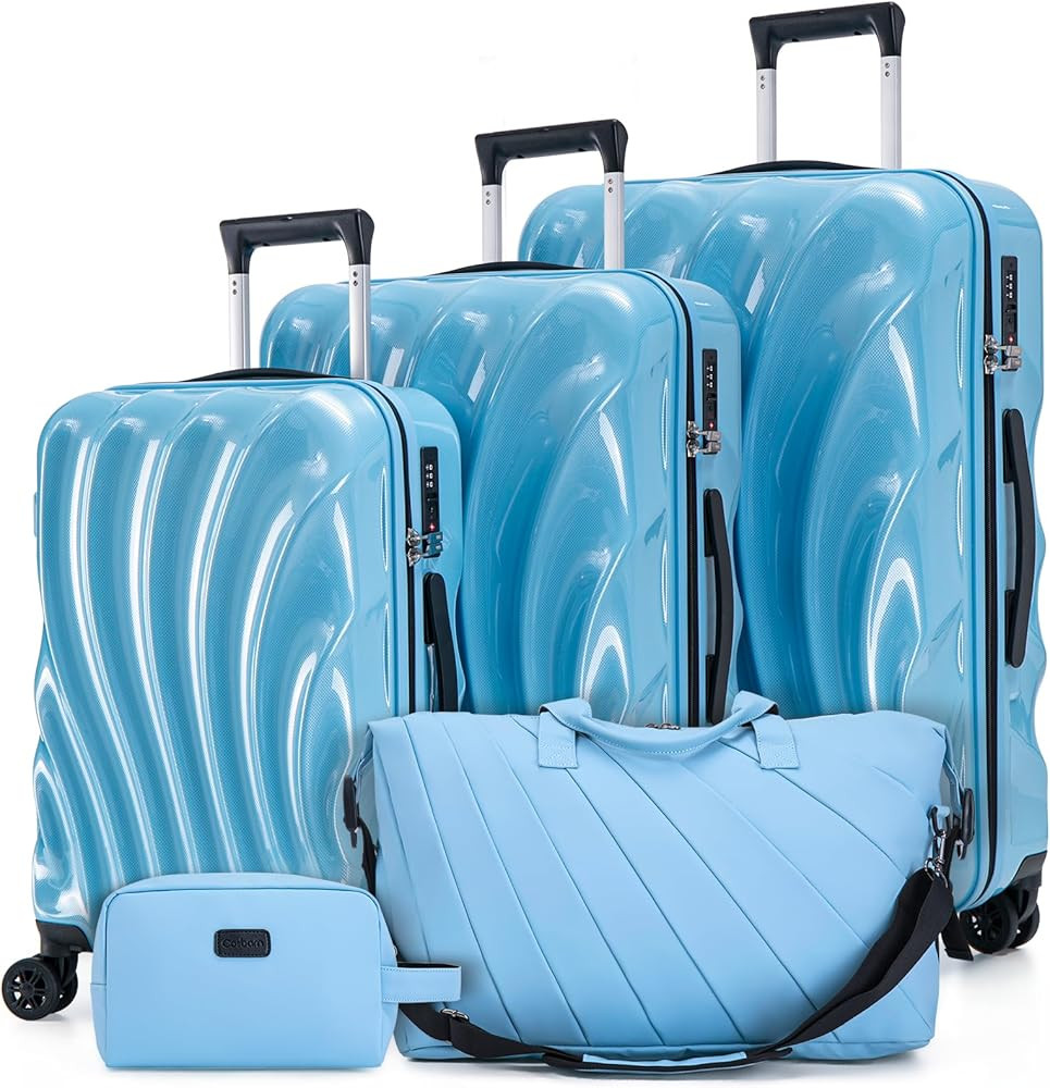 Luggage Sets 5 Piece Suitcases with Wheels, Suitcase Set, ABS+PC Hardshell Luggage set with Phone... | Amazon (US)