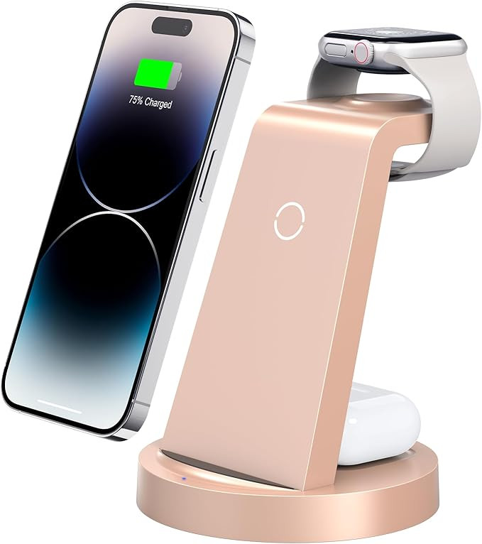 3 in 1 Charging Station for iPhone, Wireless Charger for iPhone 16 15 14 13 12 11 X Pro Max & App... | Amazon (US)