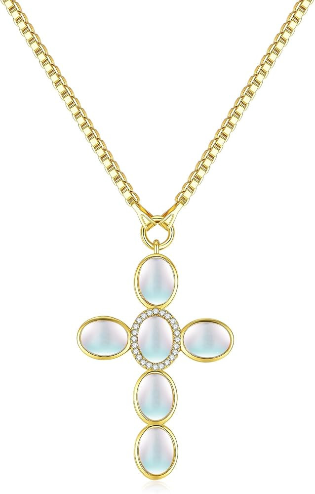 NUZON 2-Tone Interlocking | Sunburst Heart | CZ Evil Eye | Single Pearl | Love Heart Pendant Neck... | Amazon (US)