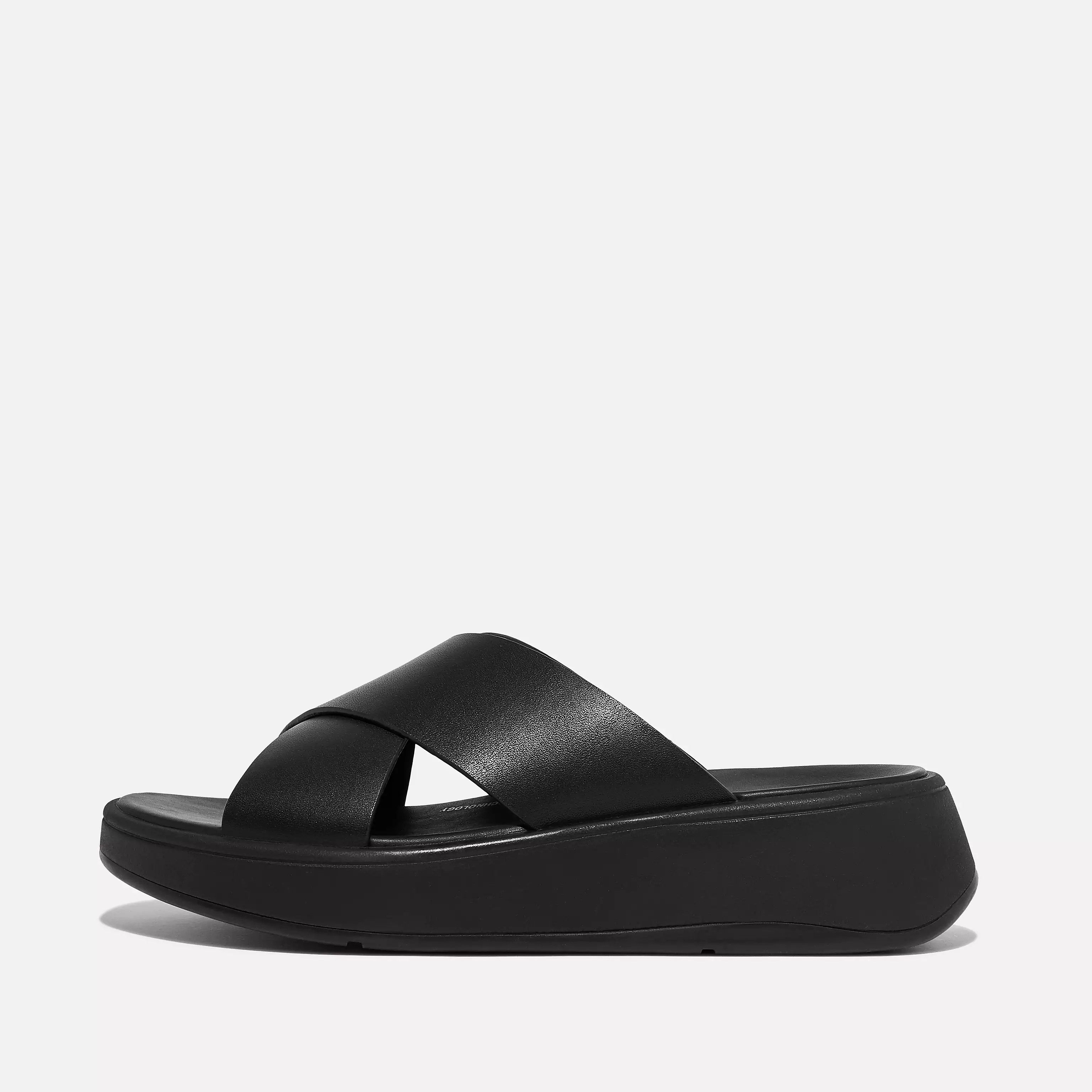 F-MODE Leather Flatform Cross Slides | FitFlop (US)