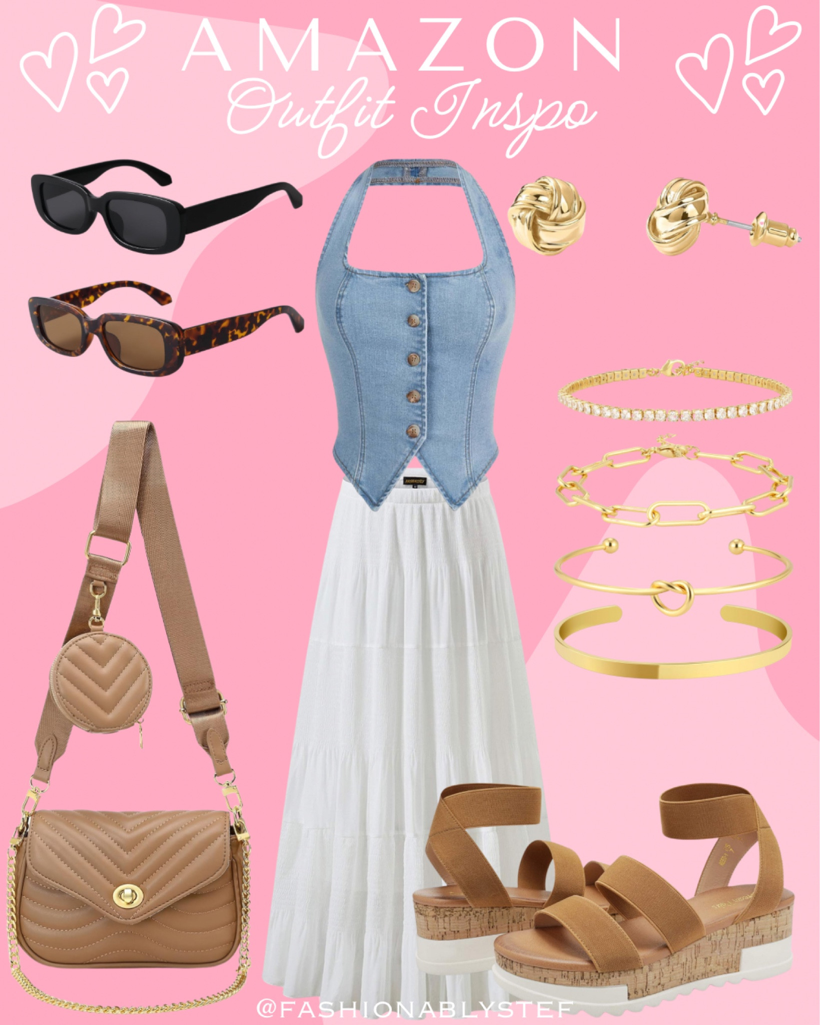 summer outfit 🤍

summer style, summer outfit amazon, spring outfit, amazon spring outfit, flowy skirt, denim top, halter top, brown sandals, brown purse, white flowy skirt, denim vest top



#LTKstyletip #LTKfindsunder100 

#LTKSeasonal