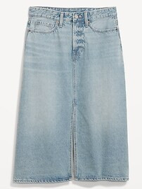 Extra High-Waisted Front-Slit Jean Midi Skirt for Women | Old Navy (US)