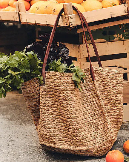 Large handknotted packable tote bag | J. Crew US