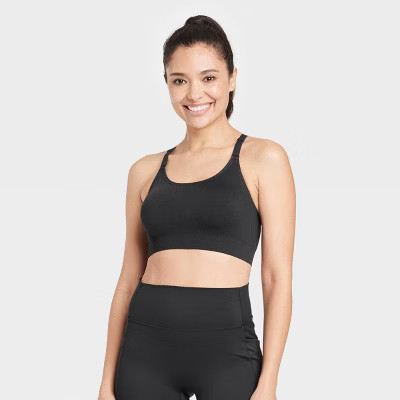 Women's Seamless Medium Support Cami Midline Sports Bra - All In Motion™ Black XS | Target