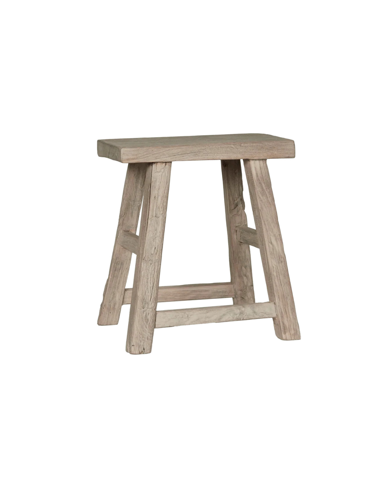 Reclaimed Elm Wood Stool - White Wash from China | Olive Ateliers