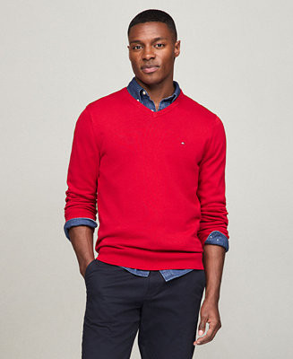 Tommy Hilfiger Men's Essential Solid V-Neck Sweater - Macy's | Macy's