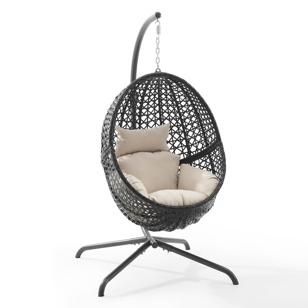 Calliope Indoor/Outdoor Wicker Hanging Egg Chair & Stand - Sand - Crosley | Target