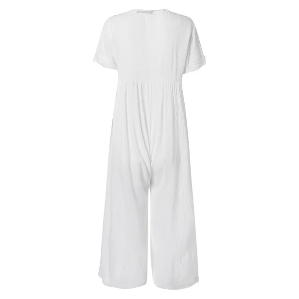 Women's Loose Casual Wide Leg Cropped Jumpsuits Pants Rompers | Walmart (US)