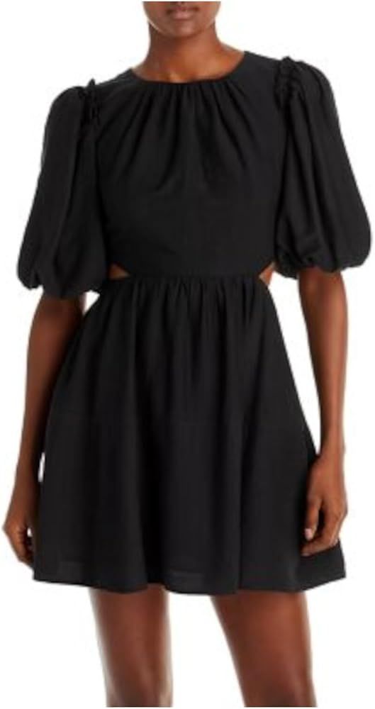 MOON RIVER Womens Open Back Pleated Neck Mini Dress Black S | Amazon (US)