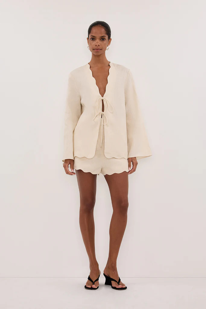 LELA SANDSTONE LONG SLEEVE LINEN TOP | DISSH