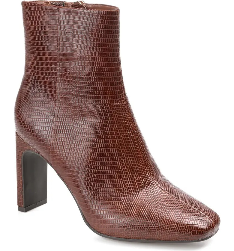 Sarla Lizard Embossed Block Heel Bootie | Nordstrom Rack