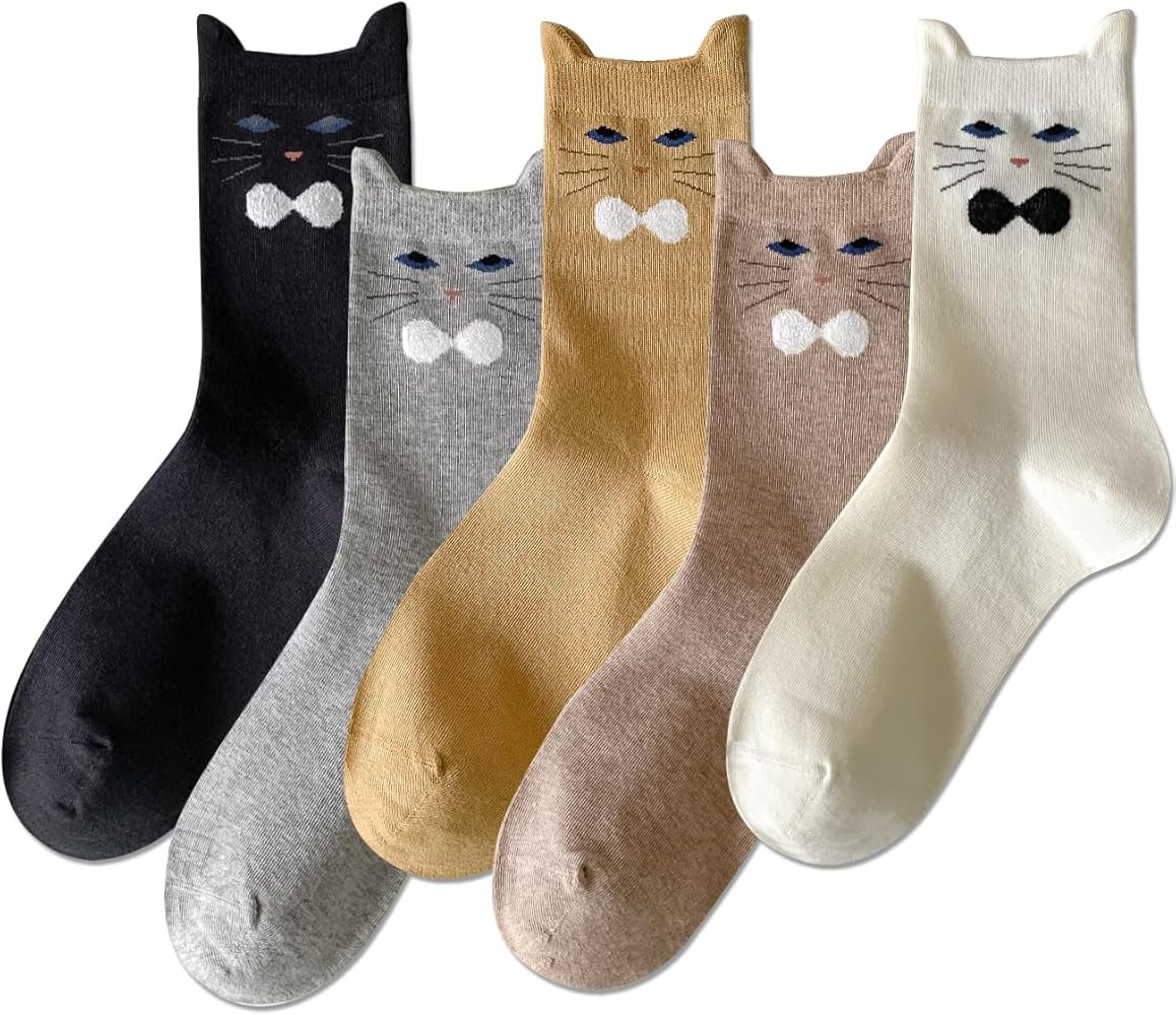 IIG 3-6 Pairs Womens Cute Animal Patterned Funny Novelty Cotton Crew Socks | Amazon (US)