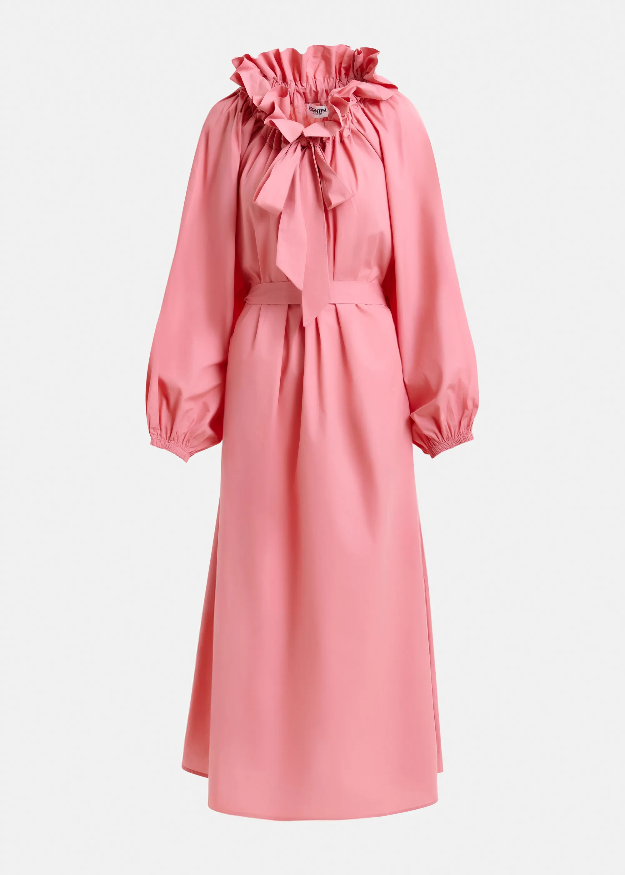Pink cotton maxi dress with voluminous sleeves and adjustable neckline | Essentiel Antwerp United... | Essentiel Antwerp