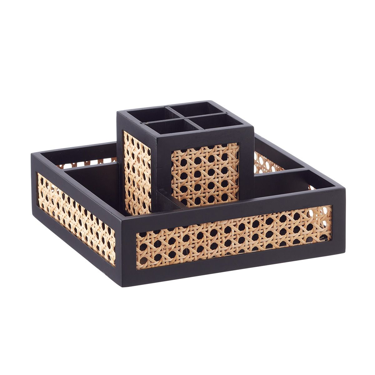 The Container Store Artisan Rattan Cane Square Rotating Organizer | The Container Store