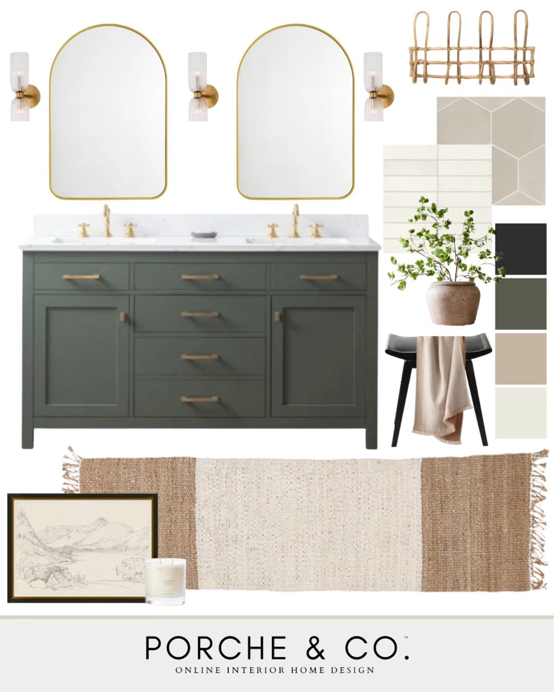 Modern Classic bathroom, bathroom decor, bathroom styling, powder room 
#visionboard #moodboard #porcheandco

#LTKhome #LTKstyletip #LTKVideo