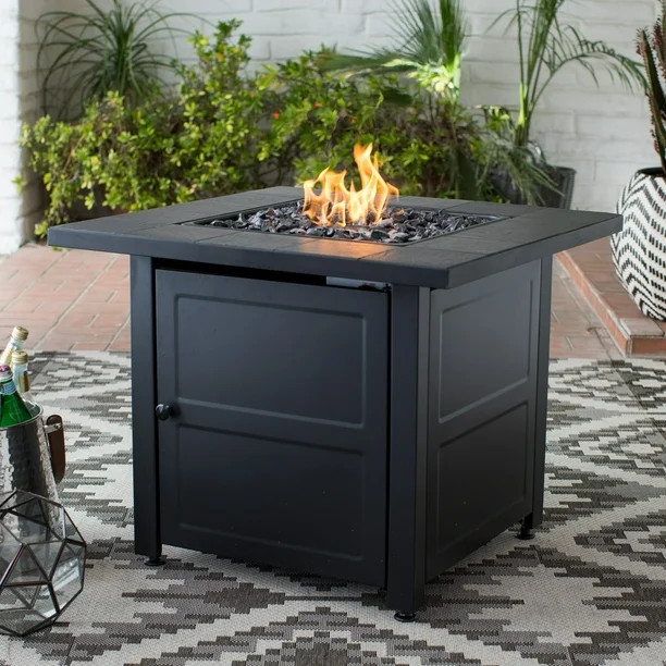 Endless Summer Black Tile Mantle Liquid Propane Outdoor Fire Table | Walmart (US)