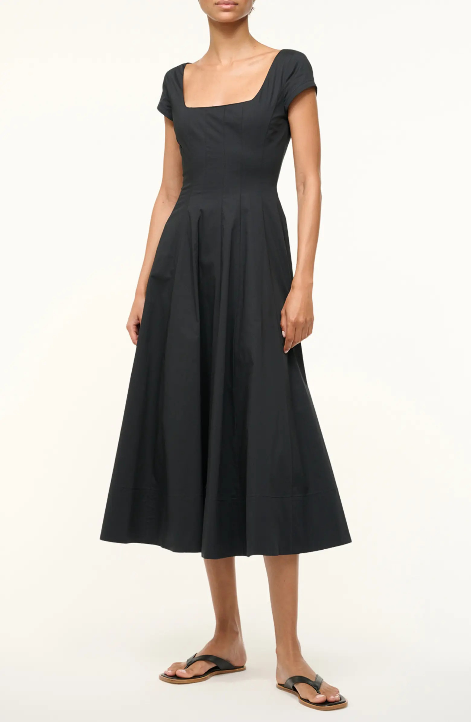 Wells Stretch Cotton Fit & Flare Midi Dress | Nordstrom