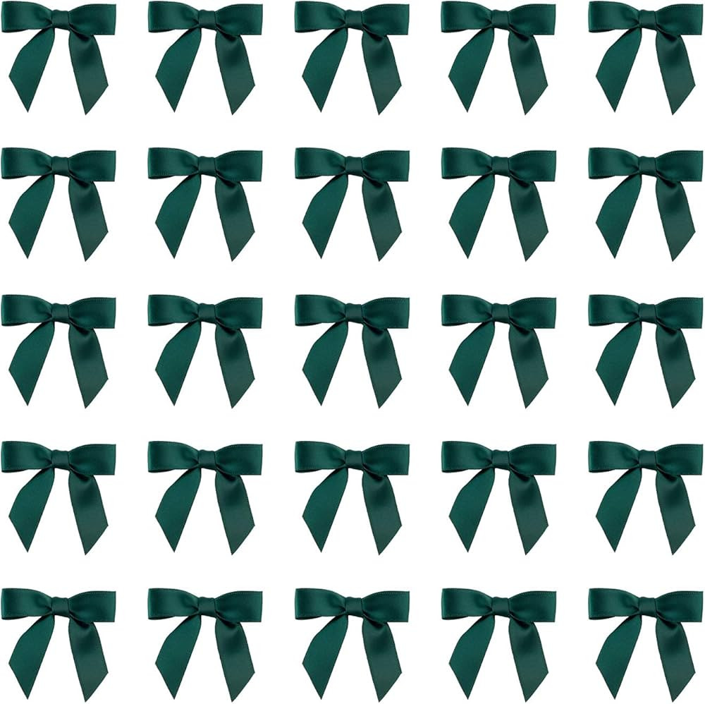 7Rainbows 50pcs Boutique 1.5" Dark Green Satin Ribbon Mini Bows for Craft Sewing Scrapbooking Wed... | Amazon (US)