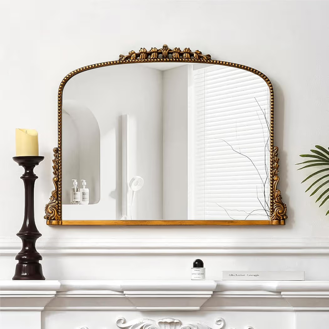 SHYFOY Antique Gold Mirrors for Wall Decor Baroque Scalloped Top, Vintage Wall Mirror Decorative ... | Amazon (US)