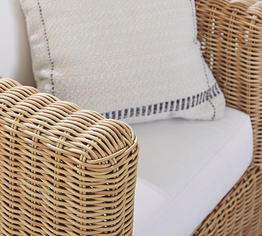 Huntington Wicker Square Arm Swivel Outdoor Lounge Chair | Pottery Barn (US)