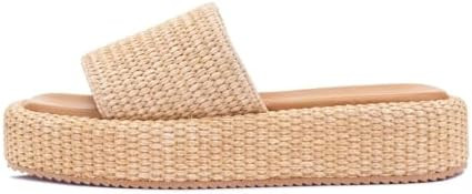 Monrovia Platform Sandals Women Raffia Espadrille Slides, Woven Straw Flatform Beach Sandals Wome... | Amazon (US)