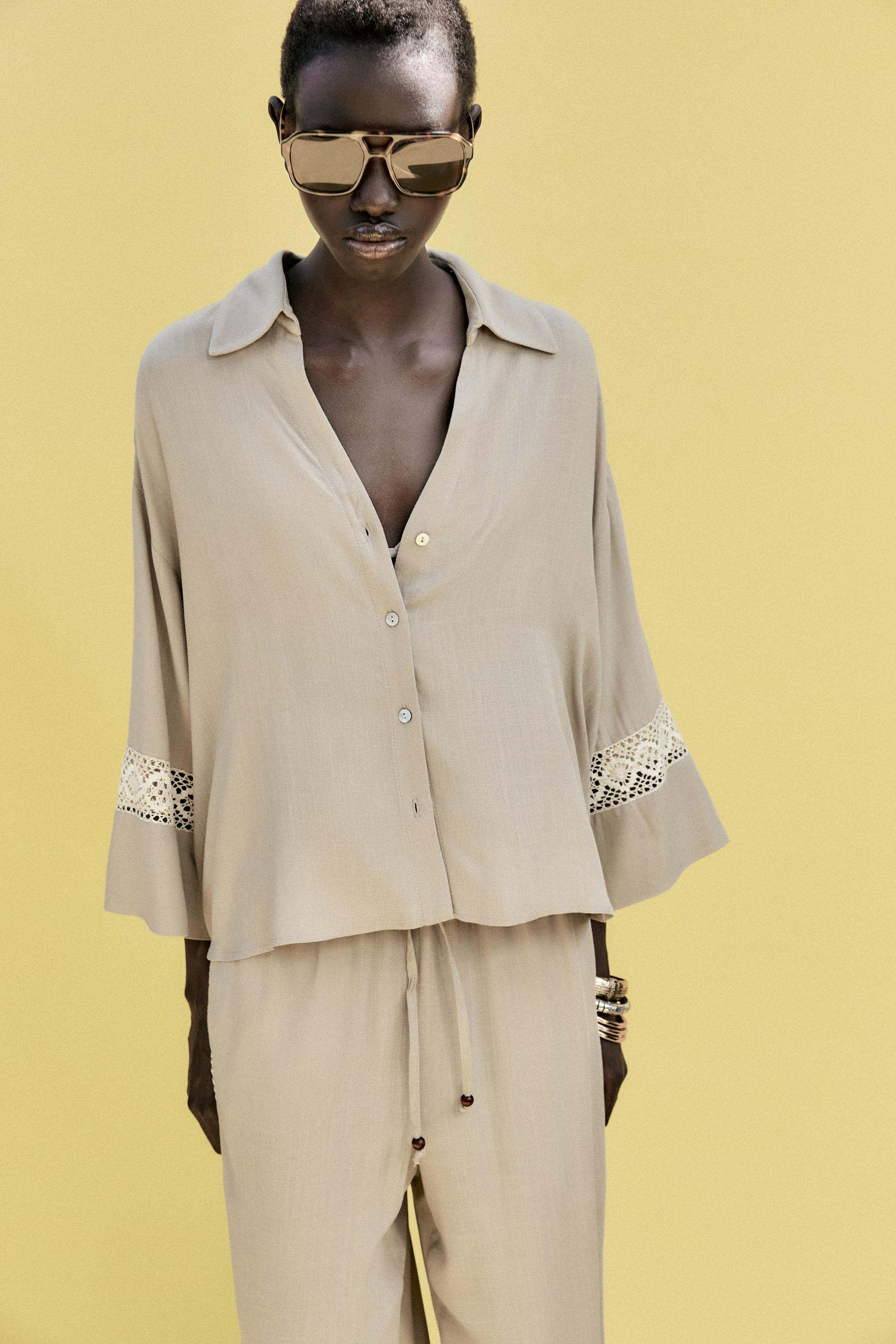 SHIRT WITH EMBROIDERED SLEEVES | Zara UK