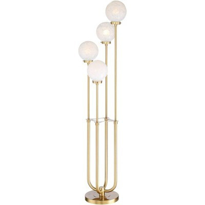 Possini Euro Design Mid Century Modern Glam Style Floor Lamp 4-Light LED 68.5" Tall Warm Gold Glass Globe Shade for Living Room House Uplight | Target