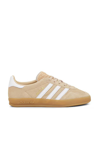 adidas Originals Gazelle Indoor Sneaker in Magic Beige, White, & Gum 3 from Revolve.com | Revolve Clothing (Global)