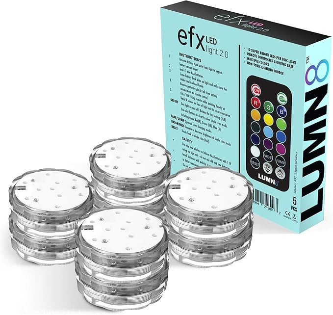 EFX Premium Submersible LED Lights with Remote - 8-Pack Multicolor Waterproof LED Light for Indoo... | Amazon (US)