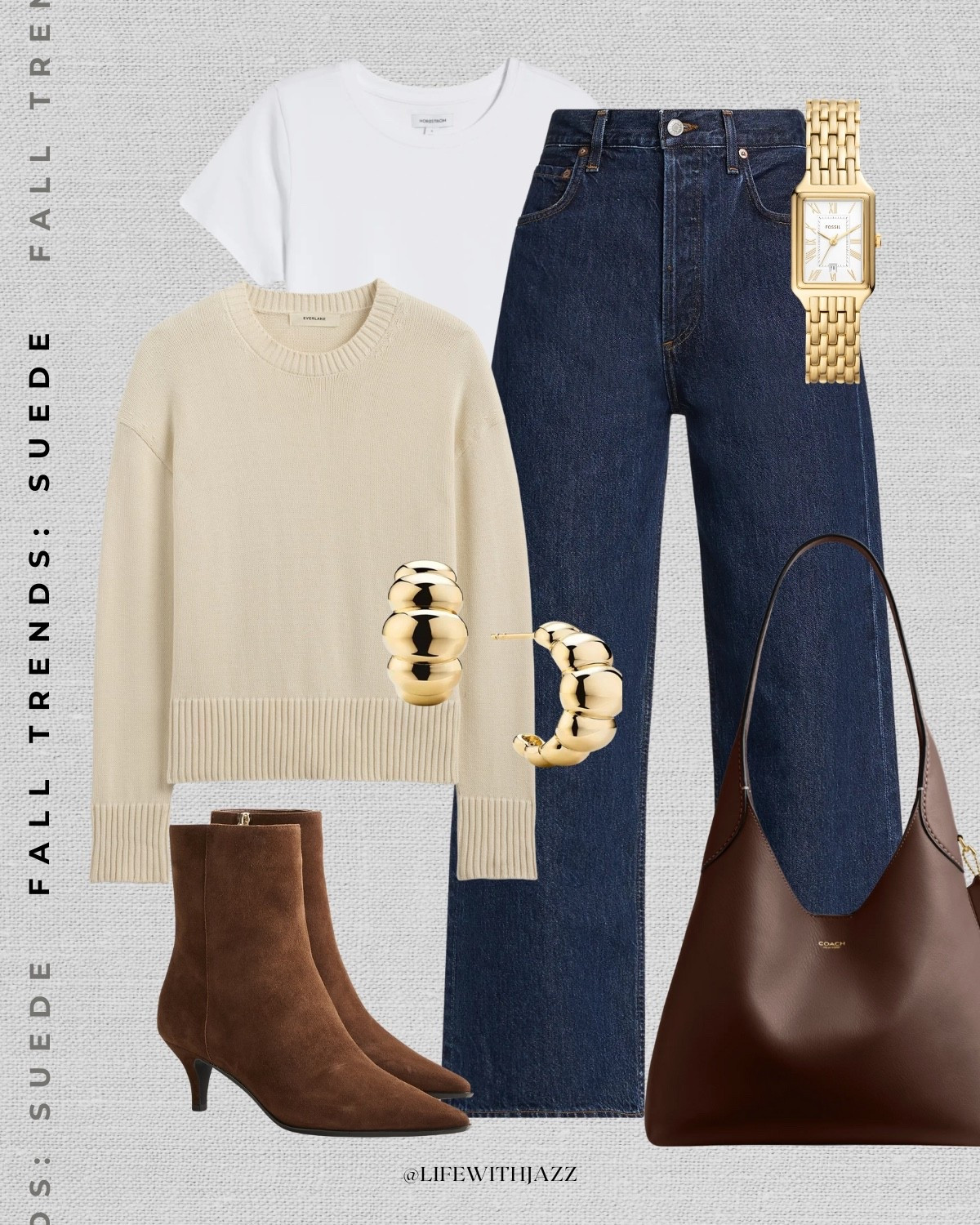 Fall outfit styling suede 

A few pieces I’ve linked to are on sale! 

Elevated style / fall outfit inspo / cream Crewneck sweater / dark blue wide leg jeans / white top / suede leather boots / coach tote bag 

#LTKStyleTip