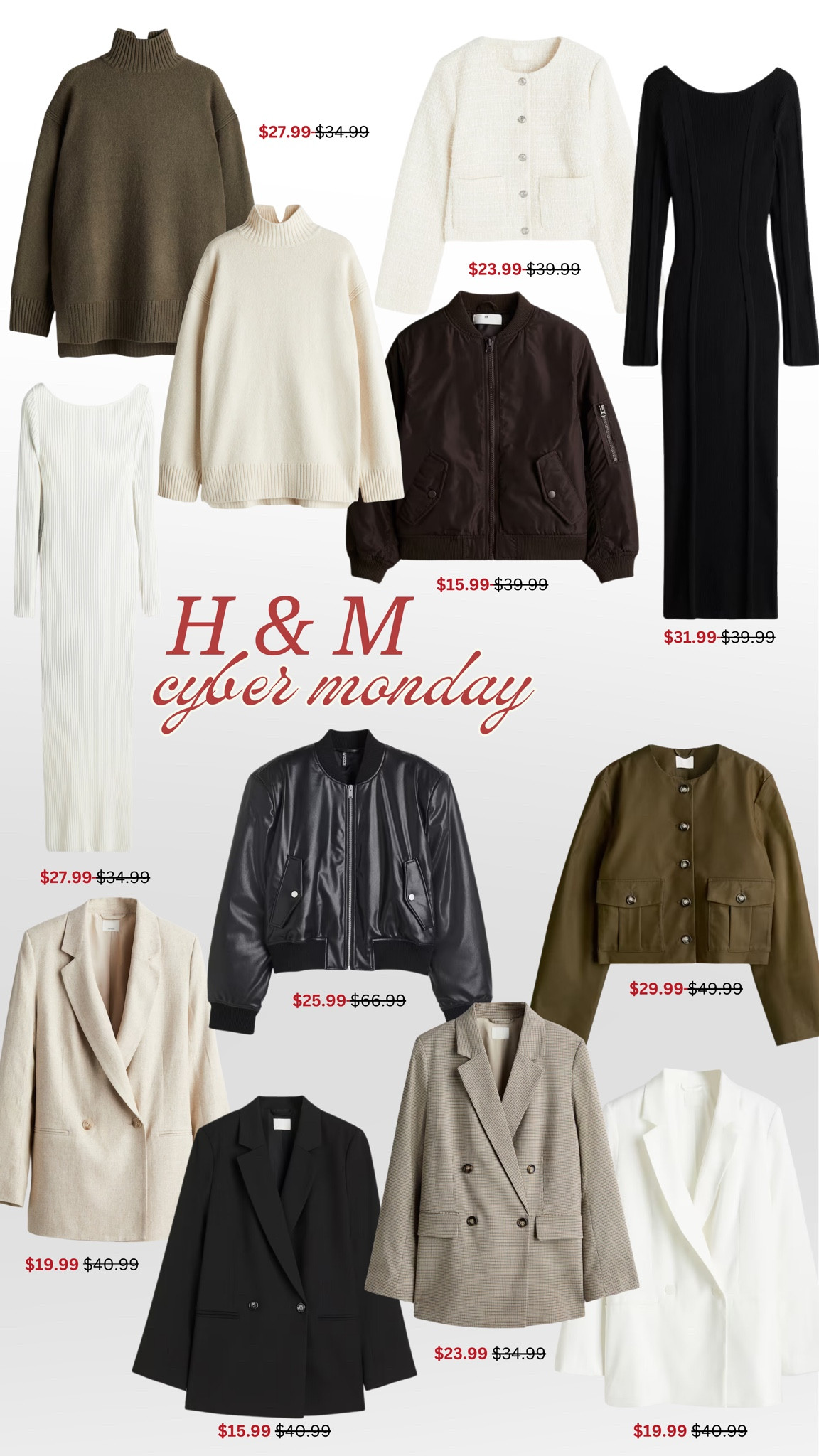 H&M always has the best Cyber Monday sales!!! I get all of my blazers and closet staples from here and am always so impressed with the quality!! 
I’ve linked just a few of my favorites! ✨

#LTKStyleTip #LTKSaleAlert #LTKCyberWeek