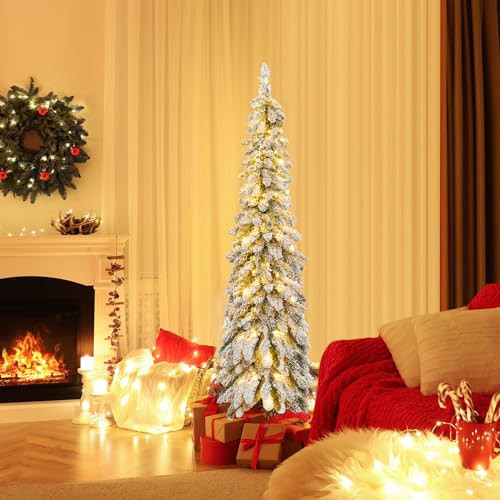 DREAMADE 5FT Pre-lit Artificial Tree,Pencil Tree with 334 Branch Tips, 150 LED Lights, 2 Lighting Colors, 11 Lighting Modes & Timer, Ideal Christmas Decoration for Home Office | Amazon (US)