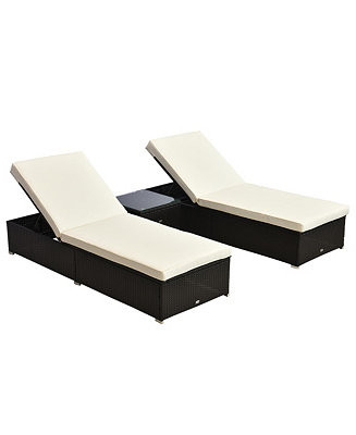 Wicker Patio Lounge Chair Set, Outdoor Chaise Lounge Sets w/ 5-Level Angles Adjust Backrest, Thic... | Macys (US)