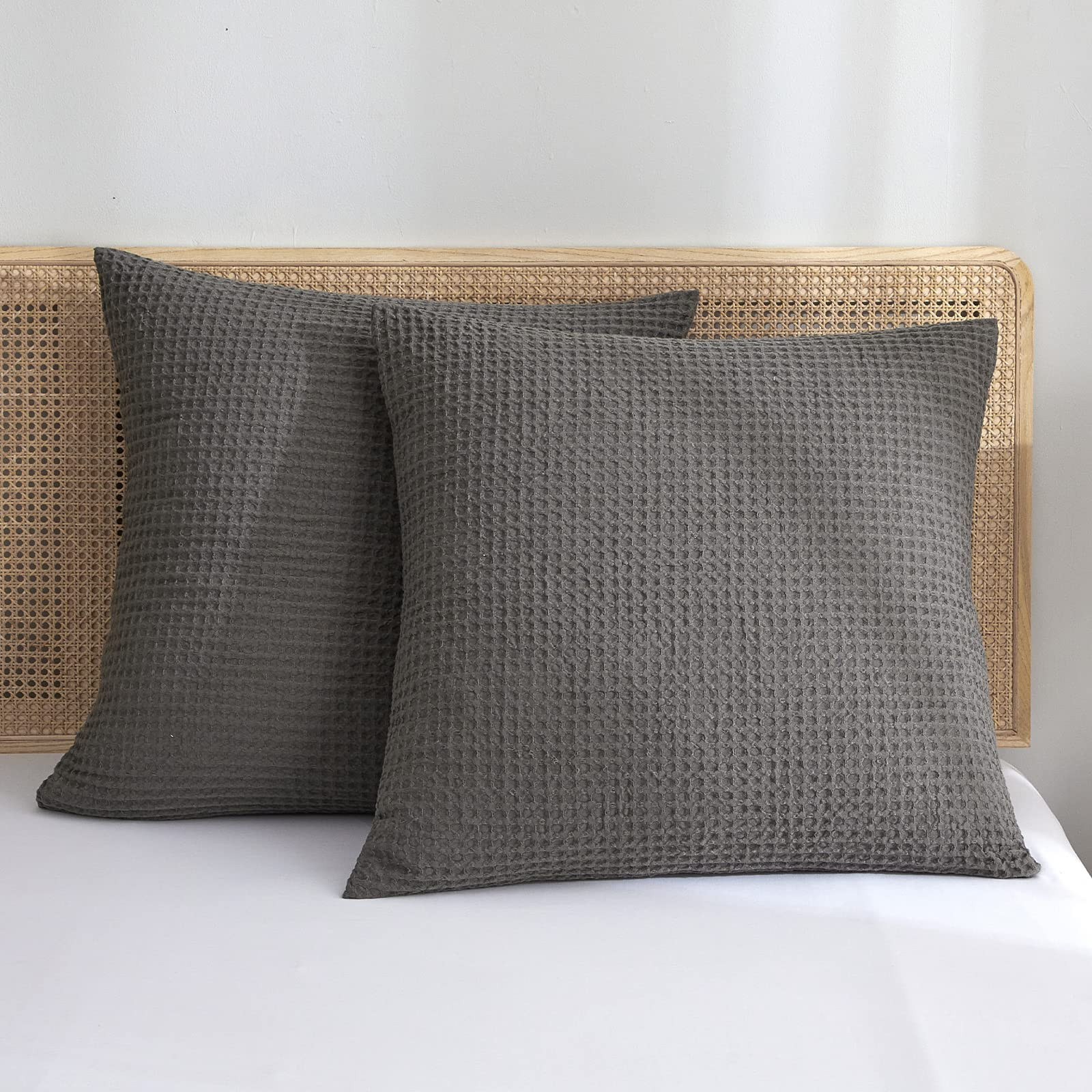 PHF Ultra Soft Waffle Weave Euro Shams Pillow Covers 26" x 26" 2 Pack, No Filling, Breathable Ski... | Amazon (US)