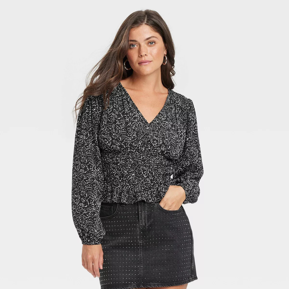 Women's Long Sleeve Smocked Blouse - Universal Thread™ | Target