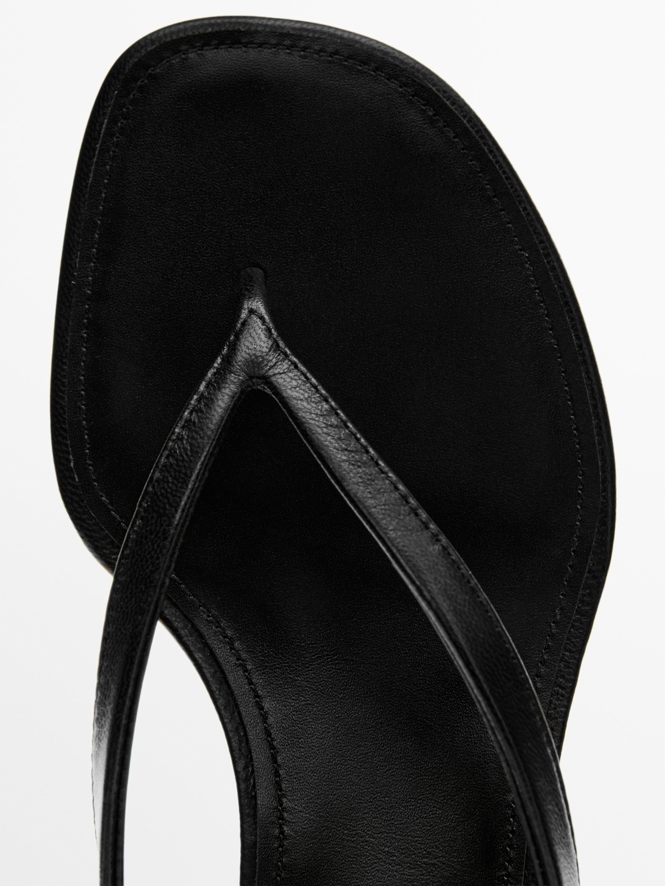 Mid-heel sandals with toe divider | Massimo Dutti UK