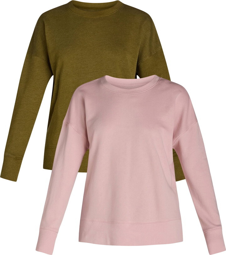 Time and Tru Women's Crewneck Sweatshirt with High-Low Hem, 2-Pack, Sizes XS-XXXL | Walmart (US)