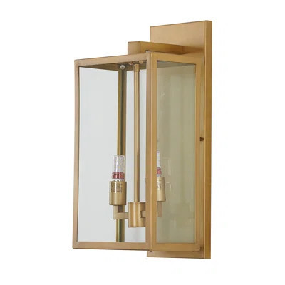 2 Light Black Lantern Wall Sconce With A Clear Glass Shade | Wayfair North America