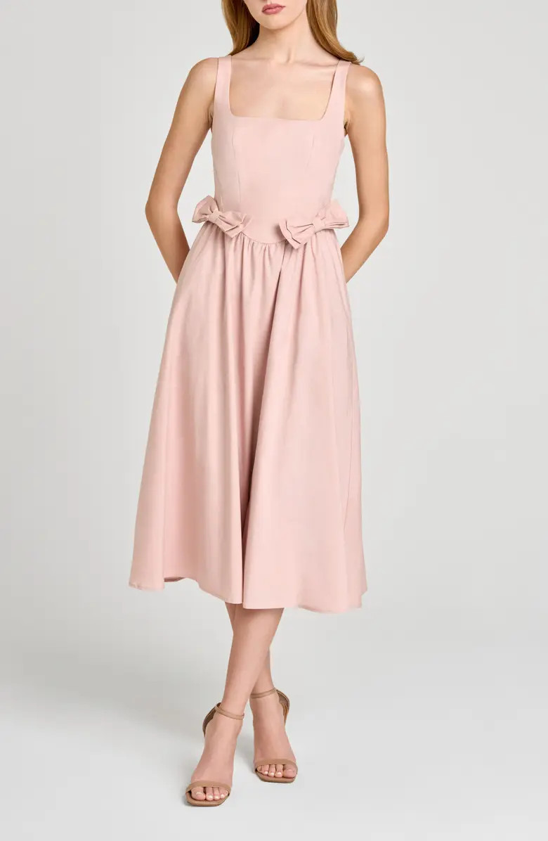Lizzy Bow Trim Midi Dress | Nordstrom