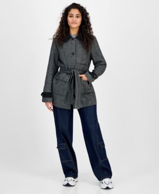 Steve Madden Women's Belted Single-Breasted Jacket - Camel | Macy's